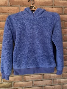 Athleta Girl Fleece Hoodie Sweater Size XL/14 Periwinkle Pullover Soft Sherpa - Picture 1 of 8