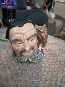 VTG 1959 Royal Doulton Porcelain Merlin Wizard Owl D6536 4" Toby Jug Mug - Picture 1 of 2