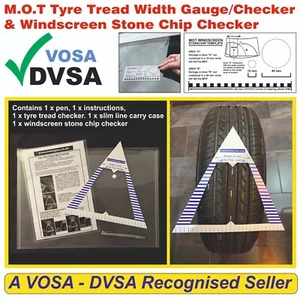TYRE TREAD CHECKER. TYRE TREAD GAUGE. MOT SIGN. MOT SIGN PACK. MOT VOSA DVSA PCL - Picture 1 of 16