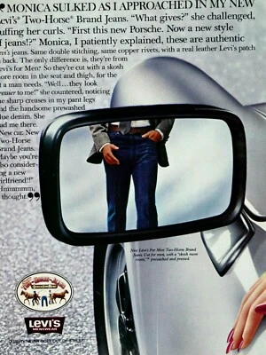 Porsche LEVIS Angry Monica Vintage 1982 Original Print Ad 8.5 x 11" - Image 1 of 4