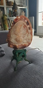 LAMPE COQUILLAGE DECOR A L ANTIQUE CAMEE 1900 PIED SPHINGE SUPERBE OLD SCHELL - Bild 1 von 6