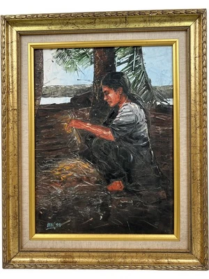 Framed Original Painting Signed SEN 1999 Art on Canvas 50x40cm T2248 LTB - Image 1 of 4