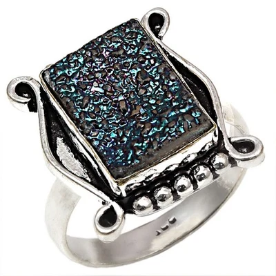 Titanium Drusy Gemstone Handmade Silver Jewelry  "9" - Image 1 of 4