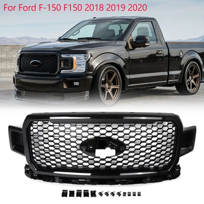 Conjunto de parrilla superior delantera negro brillante para Ford F-150 F150 2018 2019 2020 Foto 1 de 4