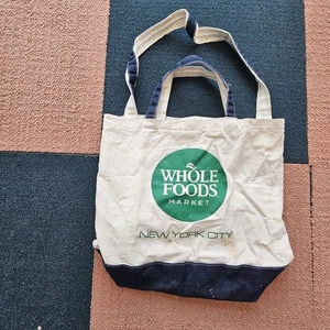 Borsa tote in tela Stained* Whole Foods New York City riutilizzabile made in USA X8 - Foto 1 di 10
