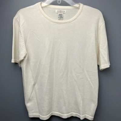 Vintage Yarnworks Cream Short Sleeve Knit Sweater Top Size M Hong Kong - Image 1 of 4