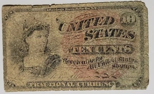 1863 Circulated US 10 Cent Fractional Currency Note-4th Issue - Picture 1 of 2