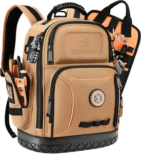Rucksack Werkzeugtasche Schwerlast, Elektriker Werkzeug Rucksäcke für Männer HVAC Constructi - Bild 1 von 11