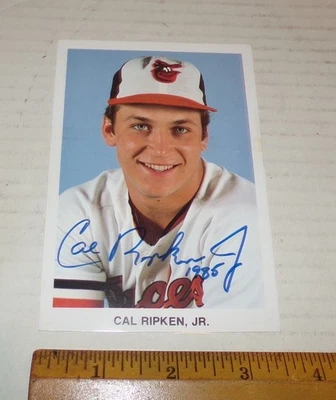 Tarjeta postal autografiada firmada por Cal Ripken Jr 1985 PC Foto 1 de 4