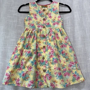 Penelope Mack Hawaiian Dress Girls, Size 6X Yellow, Button-Up, Sleeveless Cotton - Picture 1 of 7