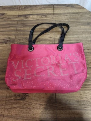 Victoria Secret Getaway Pink and Studded Silver Sequins Tote Bag Iconic - Image 1 of 4