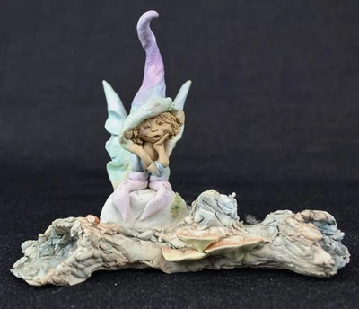 Stephen Wise Elfin Collection Handmade Signed Clay Tree Log - Image 1 of 4