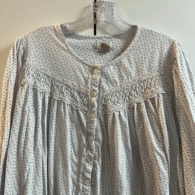 Aria Flannel Nightgown 3/4 Sleeves Womens Size L 100% Cotton Grannycore - Image 1 of 4