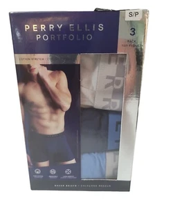 Perry Ellis Portfolio 3 Pack Men's Boxer Briefs Small Cotton Stretch Underwear - Picture 1 of 7