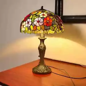 16 Inch Tiffany Style Table Lamp Handcrafted Stained Glass Bedside Light Desk UK - Picture 1 of 8