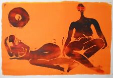 'TWO ODALISQUES' by W. FORD (US/20TH C) VINT PENCIL SGND MOD FIG/ABS LITHO #7/10
