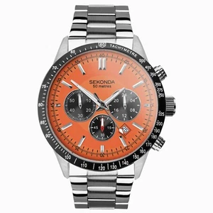 Reloj deportivo Sekonda Velocity para hombre plateado acero inoxidable esfera naranja 30025 - Imagen 1 de 7