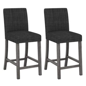 Counter Height Bar Stools Set of 2 Kitchen Islands Dining Room Upholstered Chair - Picture 1 of 14
