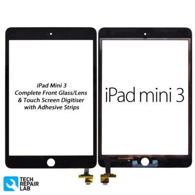 iPad Mini 3 完整前玻璃/数字触摸屏组件 - 黑色 — 第 1/3 张图片