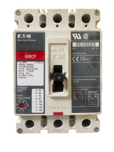 Eaton HMCP015E0C Estuche Moldeado Disyuntor 15 A 3 Polos Motor Circuito Protector - Imagen 1 de 9