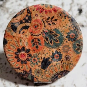 Espejo de maquillaje compacto vintage con patrón floral - Imagen 1 de 5