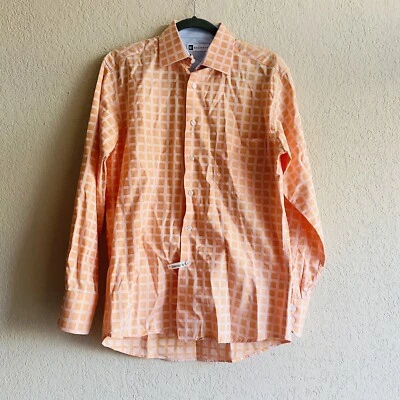 BACHRACH Orange Peach Blue Button Down Shirt Size Small - Image 1 of 4