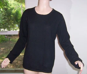 PRESWICK & MOORE BLACK CASHMERE PULLOVER SWEATER LONG SLEEVES M MEDUIM - Picture 1 of 4