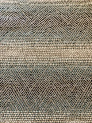 1.86 Yrds ROMO Mokolo Outdoor Patuca Peacock Chevron Weave Fabric 7887/04 - Image 1 of 4