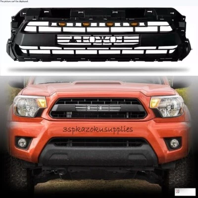 Parrilla delantera para Toyota Tacoma 2012-2015 negro mate parachoques parrilla luces LED Foto 1 de 4