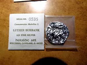 Heraldic Art Medal: "LUTHER BURBANK" Super Gem BU Original Packaging D8 - Picture 1 of 4
