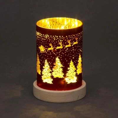 SHATCHI 16cm Weihnachten Tischdeko Xmas LED Lichter Vase Lampe Weihnachtsmann Schlitten Szene