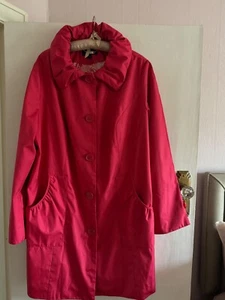Dennis Basso Geranium Pink/Red, Jacket/Mac, ruched pillow collar, hood, Size XL - Picture 1 of 16