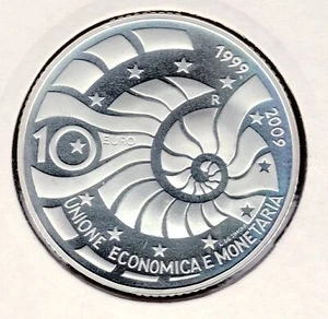 San Marino 2009 10 Euro Argento Unione Economica e Monetaria B0118 - Imagen 1 de 2