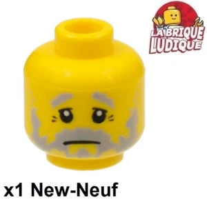 LEGO 1x Minifig Head Man Beard Moustache Grey Sad 3626bpb0327 New - Picture 1 of 1