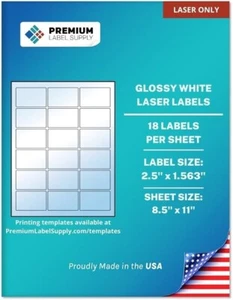 Etiquetas adhesivas blancas brillantes láser de 2,5"x1,563" solo 450 etiquetas - Imagen 1 de 2