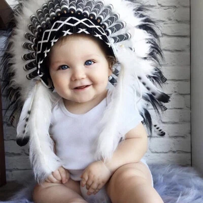 Unisex Indian Feather Headpiece Native American Chief Headwear Halloween Cosplay - Image 1 of 4