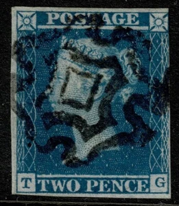 1841 2d Blue Pl 3 TG Fine Norwich Maltese Cross Very Fine Used Cat. £1,300.00 - Picture 1 of 1