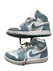 Nike Kids Jordan 1 Denim White Size 1 Hightop Lace Up Size 13C - Picture 1 of 8