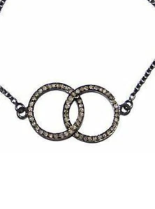 Pave Diamond Sterling Silver infinity Interlocking Circle Bracelet For Women - Picture 1 of 10