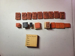 Random Rubber Stamp Lot 19 Small Animals Characters Invitation Good Free Ship - Picture 1 of 4