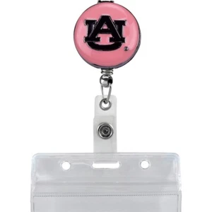 Auburn Tigers Pink Logo Retractable Work ID Badge Reel Holder. NCAA - Picture 1 of 2