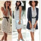 Cabi Womens Large 5233 Camilla Shirtdress White Blue Leopard Print Sleeveless Xs