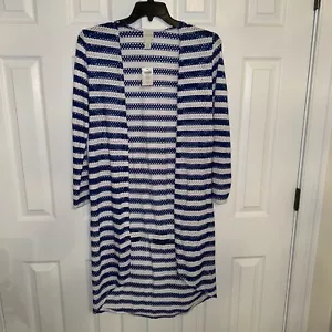 Chicos Talla 0 XS Azul Blanco Rayas Tess Cárdigan Plumero Malla Natación Cubierta NUEVO NUEVO CON ETIQUETAS - Imagen 1 de 6