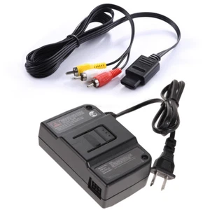 AC Adapter Power Supply &AV Cable Cord For Nintendo 64 N64 Bundle Lot Brand New - Picture 1 of 10