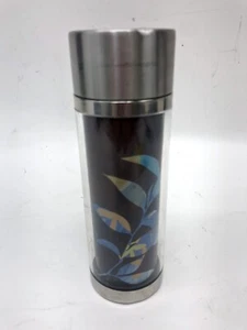 Starbucks Stainless Brown w Blue Flowers Travel Coffee Thermos Tumbler 10 ounces - Picture 1 of 7
