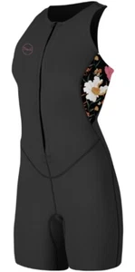 O'Neill Womens Bahia 1.5mm Sleeveless Front Zip Shorty Wetsuit - Black / BlueMch - Picture 1 of 4