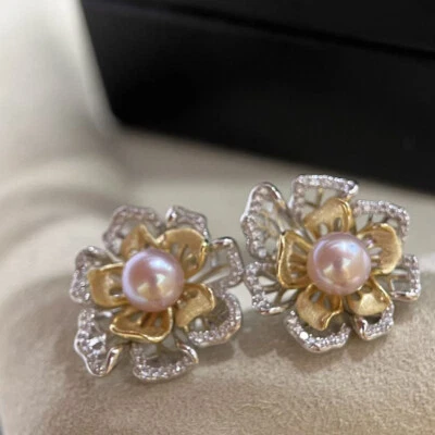 lindo brinco pendurado pérola branca redonda mar do sul 7-8mm 925s (aj) - Imagem 1 de 3