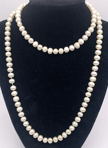 32" Genuine Pearl Necklace 52g Hand Knotted Vintage Opera - Picture 1 of 5