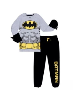 DC Comics Batman Long Sleeve Role Play Attachable Cape Joggers Pajama Set - Picture 1 of 8