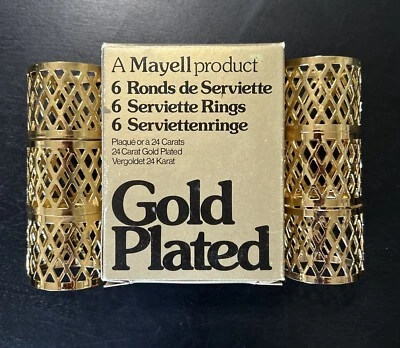 6 anillos servilletas chapados en oro de 24 quilates enchapados en oro producto Inglaterra A. Mayell Foto 1 de 4